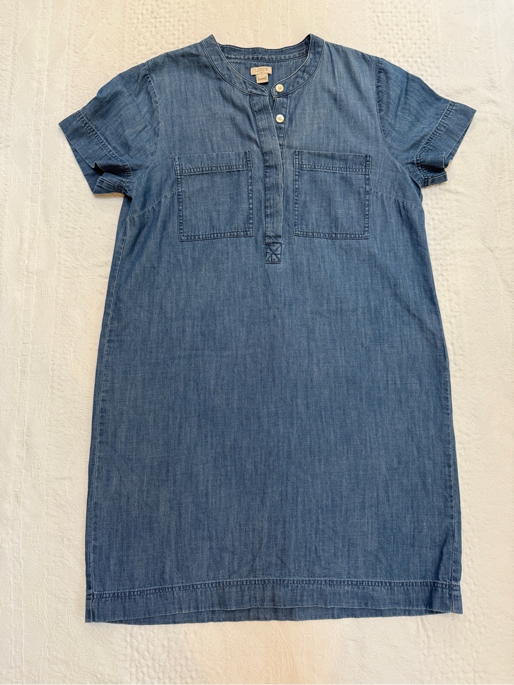 J Crew Denim Chambray Short Sleeve Shift Dress Medium M